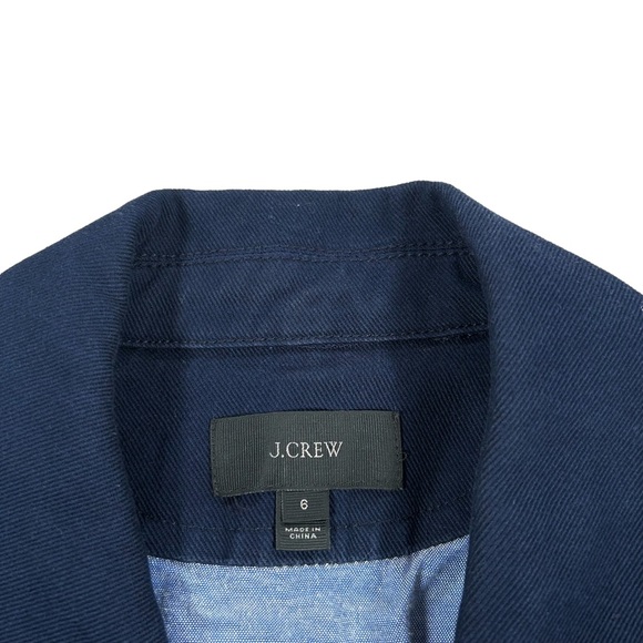 J. Crew WMNS Blue & White Double Breasted Button Up Trench Style Coat Size 6 - Picture 3 of 3